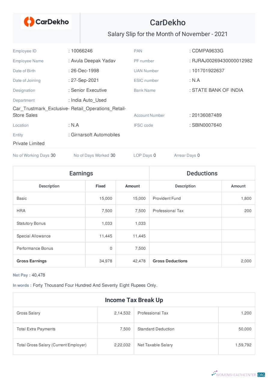 Download CarDekho payslip template in Word and PDF formats.pdf, 1 Photoshop template